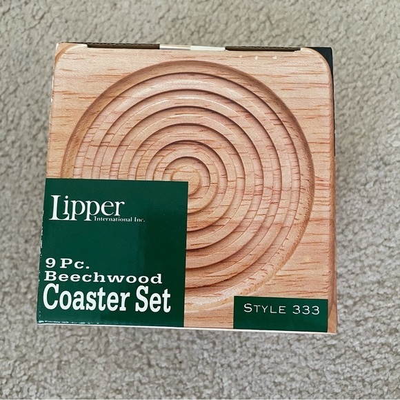Lipper Coaster set Beechwood 9 Pc Set Style 333 New in box - Picture 7 of 10